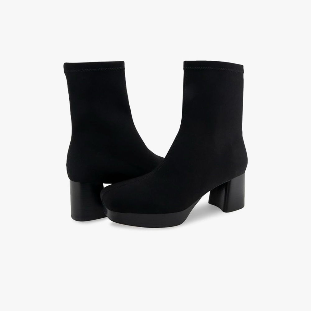 AEROSOLES Sussex gabardine fabric / Black Ankle Boots with Chunky Heel